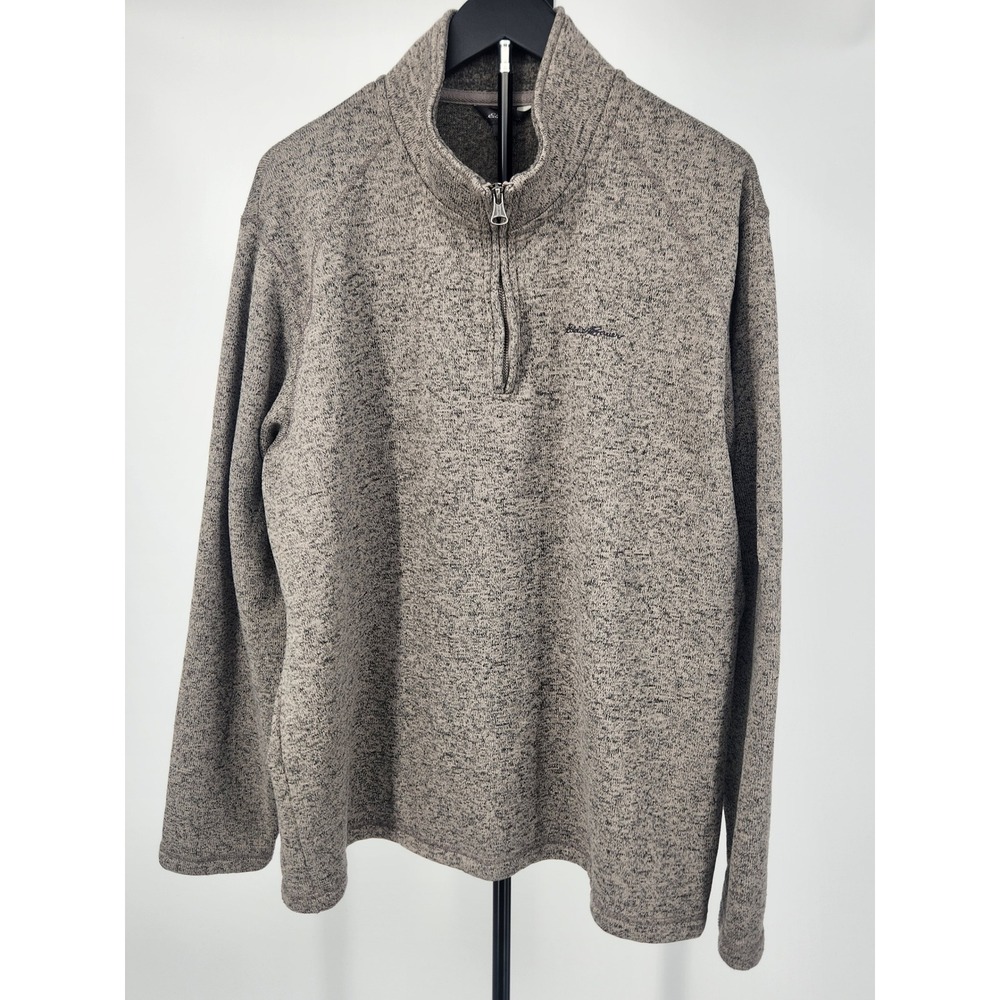 Eddie Bauer Mens 2XL Gray Sweater Fleece Quarter Zip Pullover Mock Neck Layer